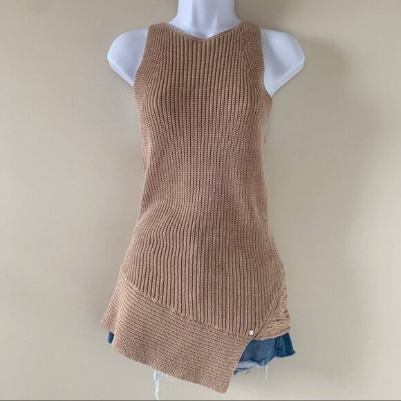 Anthropologie One Grey Day Victoria Top Sleeveless Knit Sweater Brown Latte XS - Picture 4 of 16